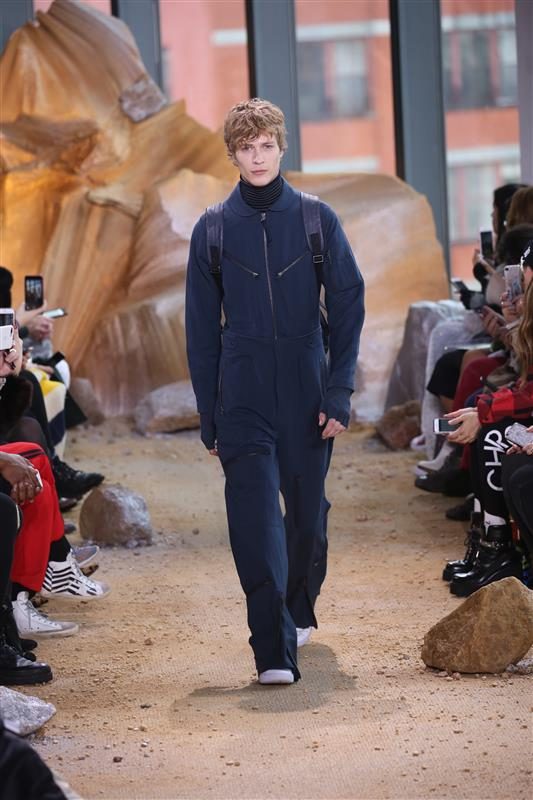 A model walks the runway at Lacoste show during New York Fashion Week.