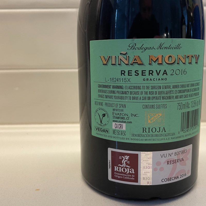 Vine Monty Reserva label