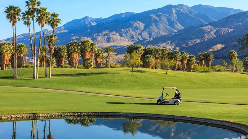 Golf course and mountains
