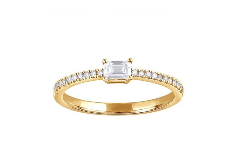The 14K Over Silver 0.33 ct. tw. Lab Grown Diamond Side Stone Ring on a white background.