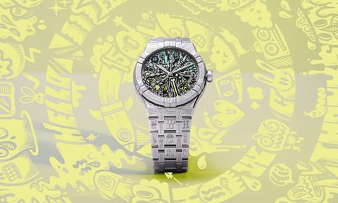 Maurice Lacroix watch on yellow background