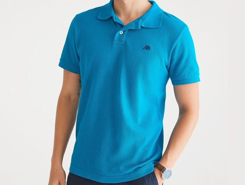 A model wearing the Aeropostale A87 Logo Pique Polo.