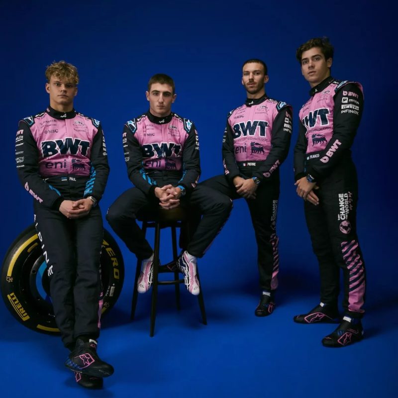 BWT Alpine F1 team drivers show new livery for 2025.