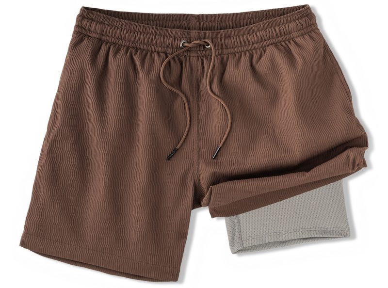 Chubbies chocolate brown textured shorts with lining