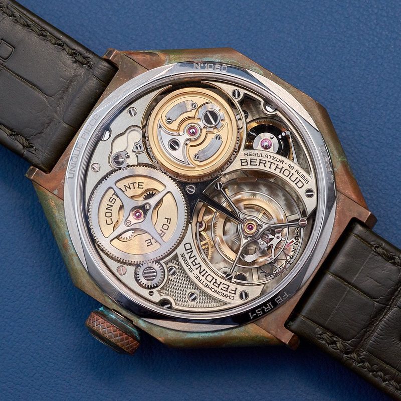 Ferdinand Berthound watch on a blue background