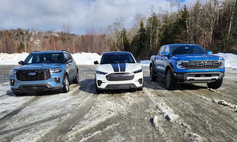 Ford Explorer ST, Mustang Mach-E Rally, and Ranger Raptor performance vehicles.