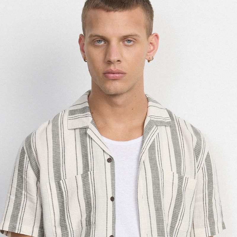 Frank And Oak Cam Collar striped shirt