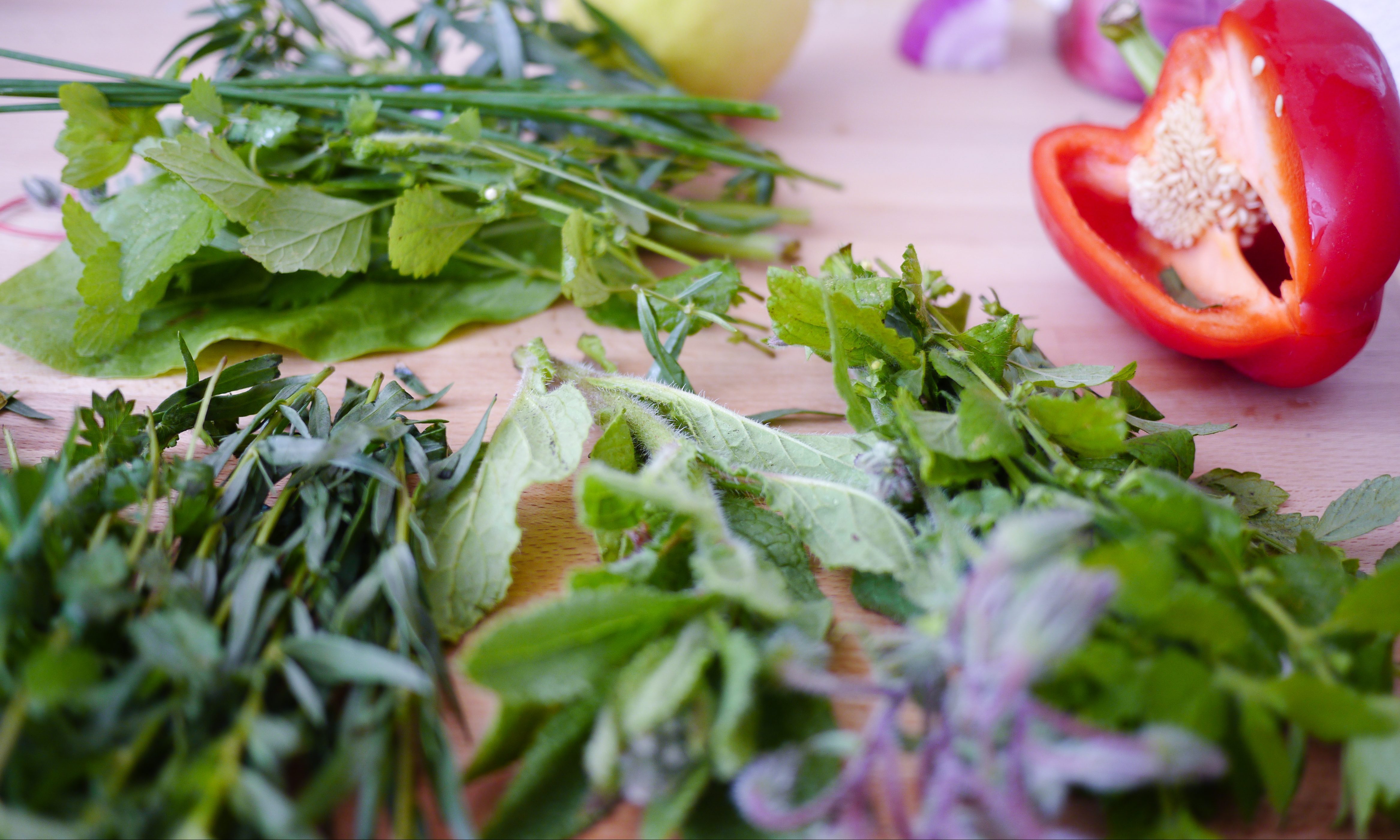 A variety of fresh herbs