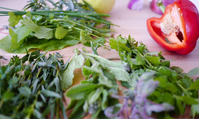 A variety of fresh herbs