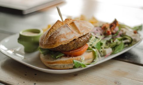 Hamburger on a plate
