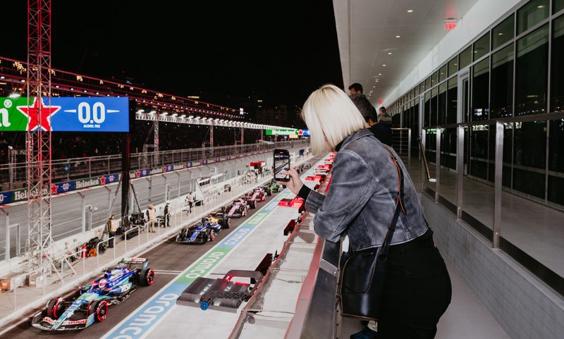 LVGP Hospitality at the Paddock Clubwith a pit lane view.