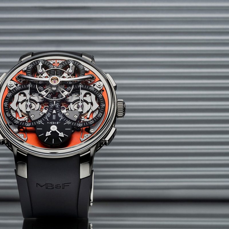 MB&F watch with shutter background