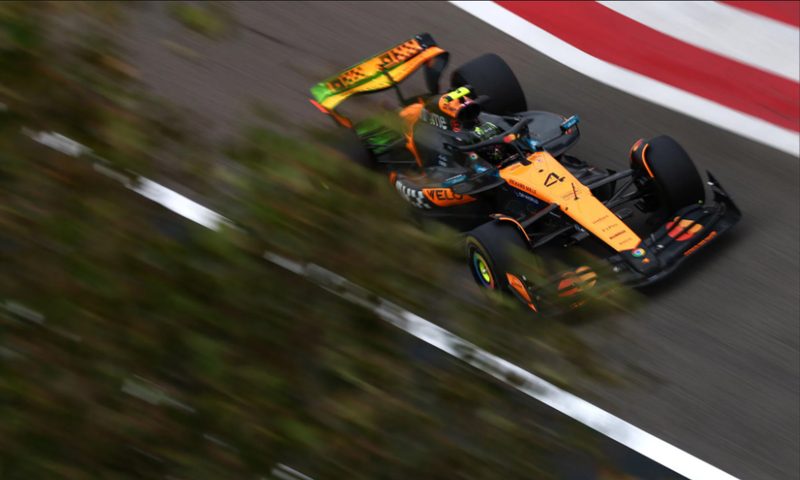 McLaren driver Lando Norris on the track during Bahrain pre-season testing.