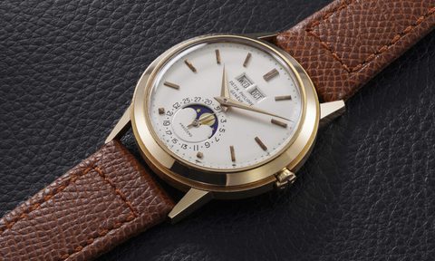 Phillips watch brown leather on black background