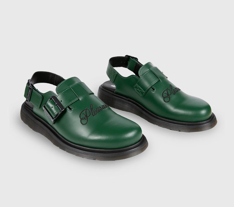 pair of pleasures green dr martens mules