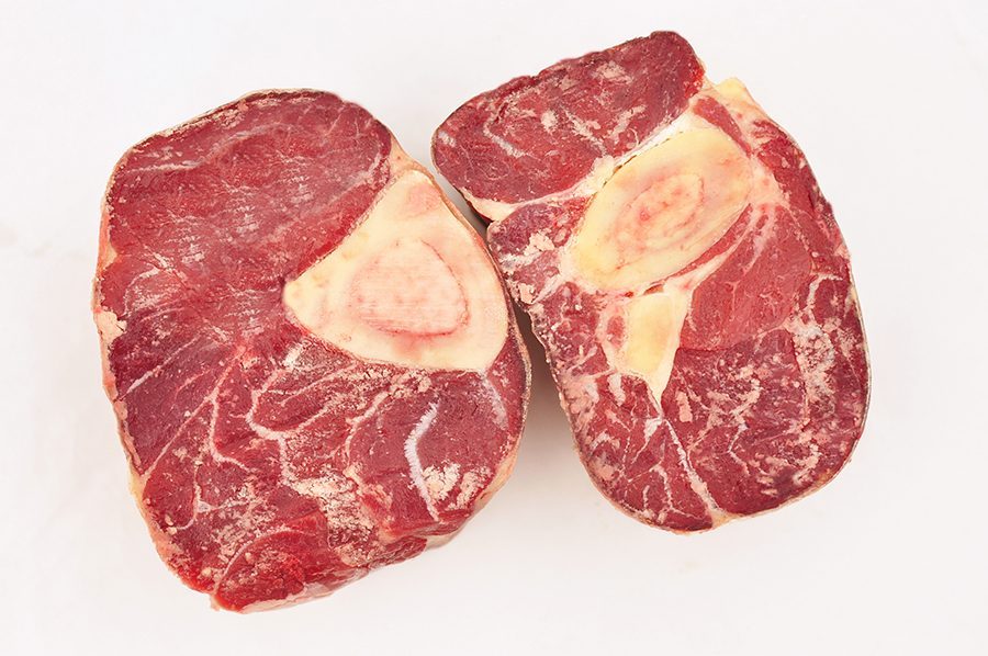 Two raw beef shanks