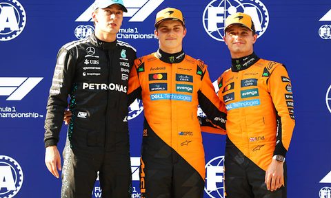 Starting grid front runners for 2025 F1 Chinese GP are Piastri, Russell, and Norris.