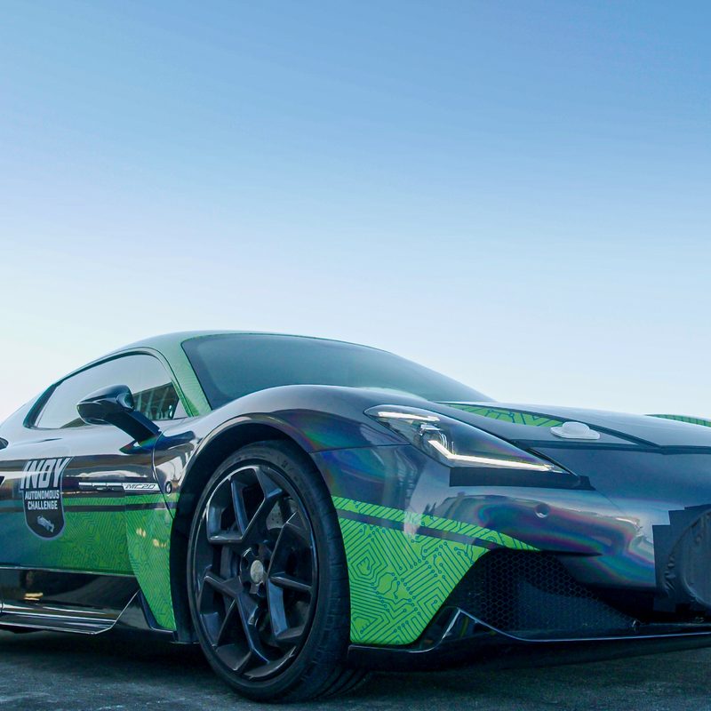 The Maserati MC20 Coupe that set the World Autonomous Speed Record with th Indy Autonomous Challenge.