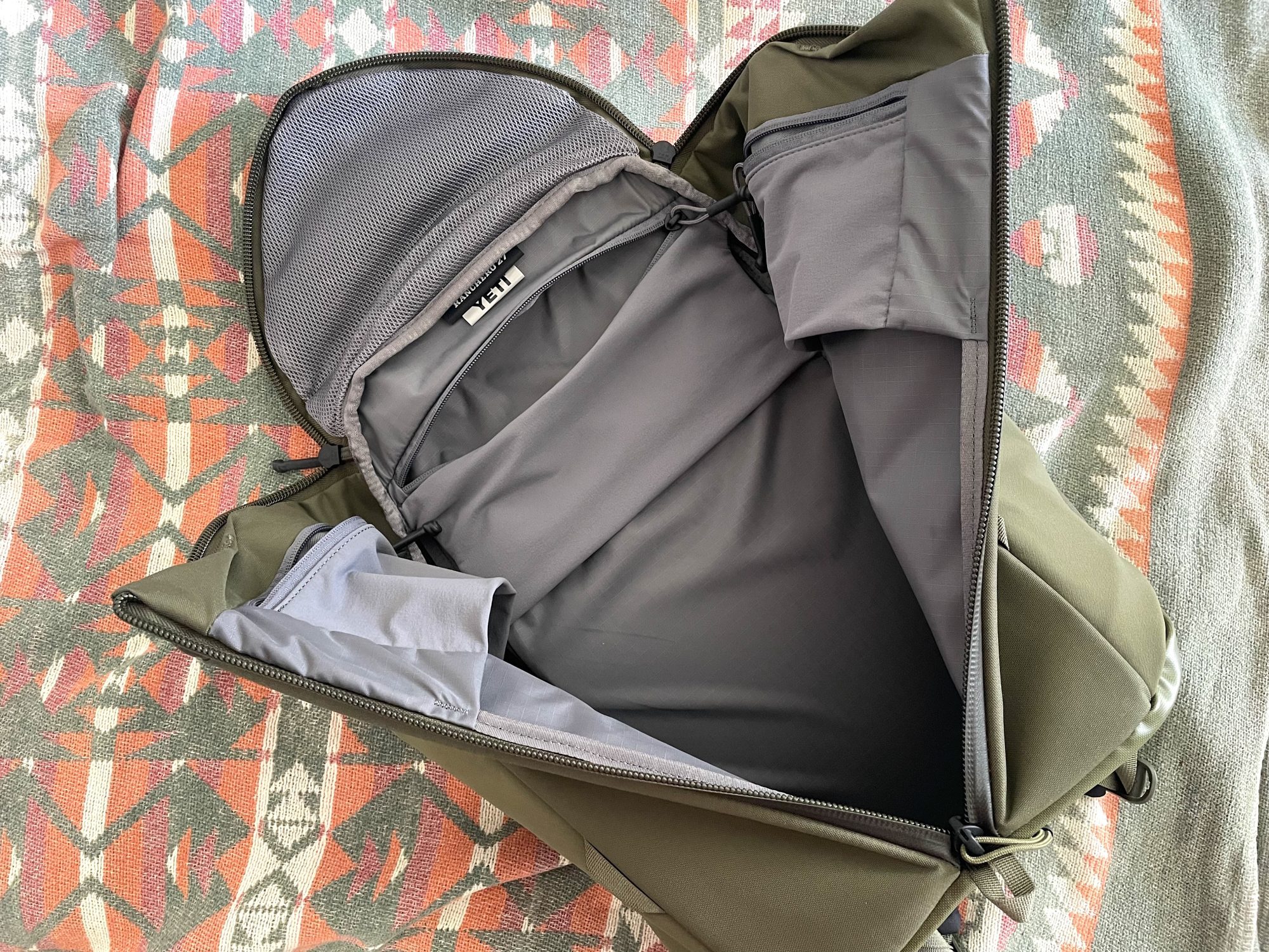 The Ranchero backpack fully opened