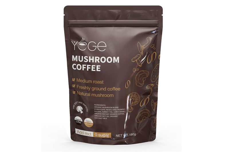 A bag of Yege Mushroom Coffee on a white background.