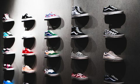 vans shoe wall in store
