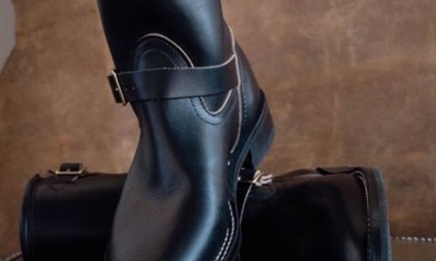 black boots on table