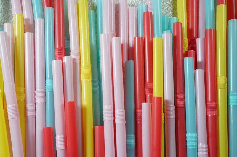 Pile of colorful plastic straws