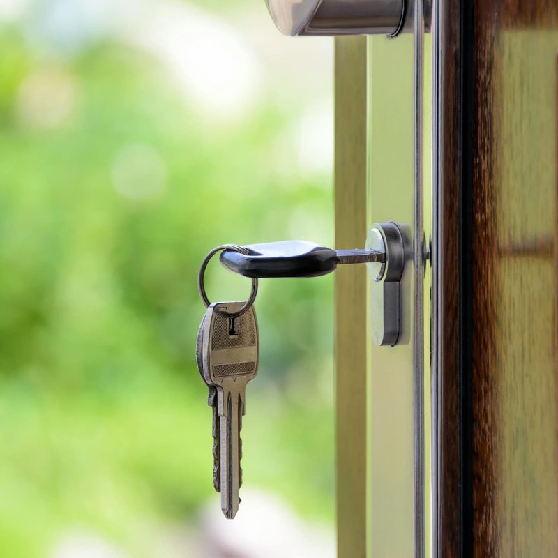 key to house in door lock
