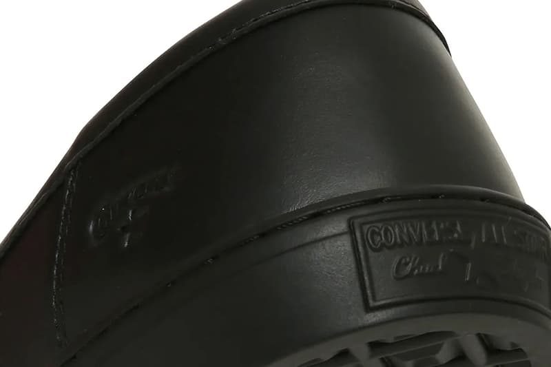 close up on back heel of converse sneaker loafer