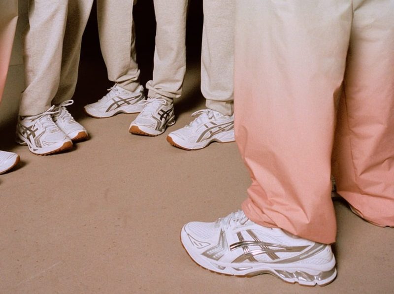 models wearing apc asics tennis shoes