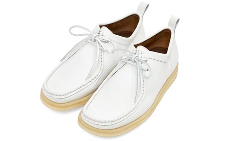 pair of white moccasins
