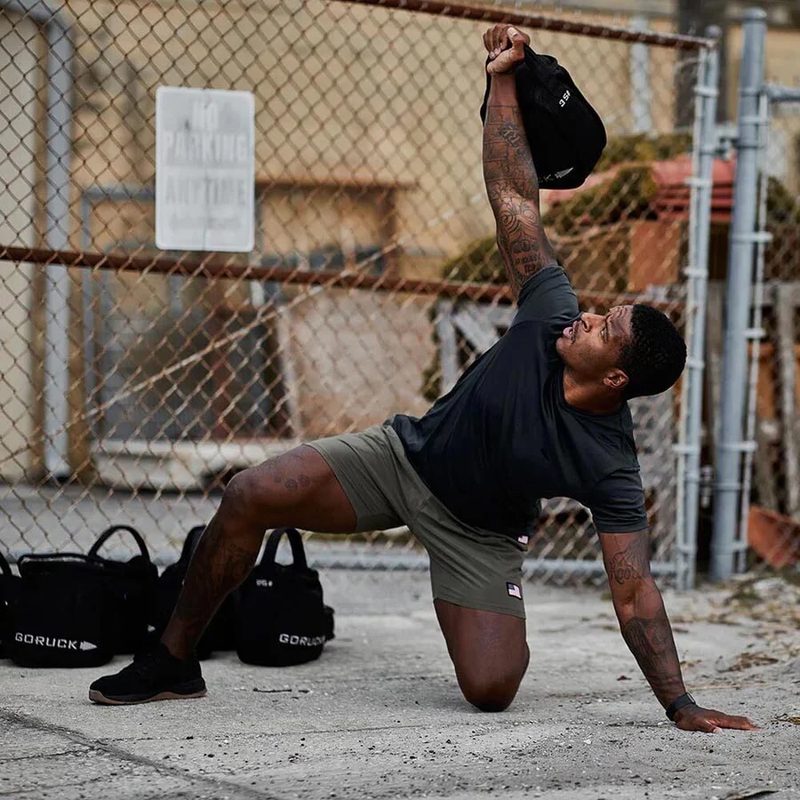 Man doing sand training outside