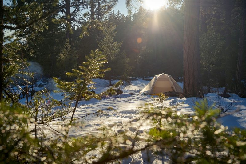 Camping in the snow