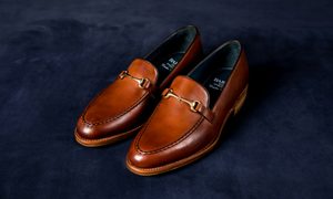 brown leather loafers
