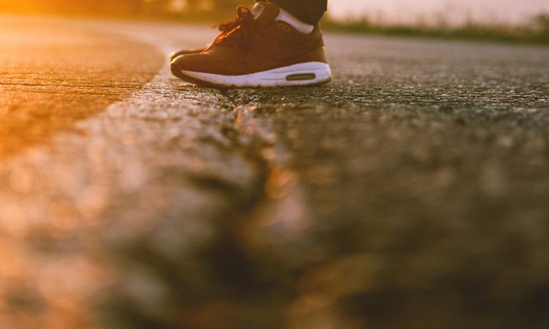 running shoes sunset