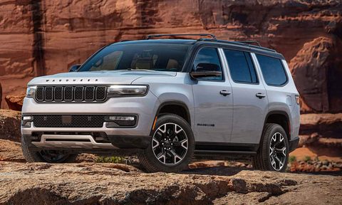 2025 Jeep Wagoneer Overland SUV parked in the desert.
