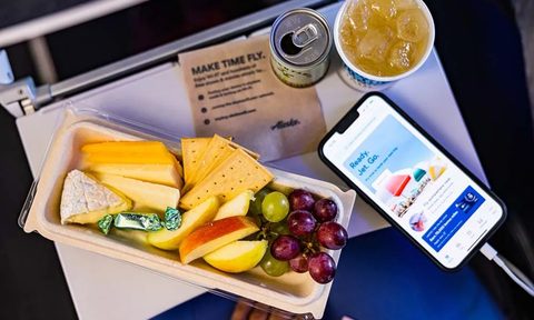 Alaska Airlines fruit and cheese plate