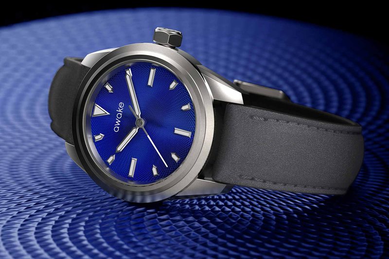 Awake eco friendly watch blue background