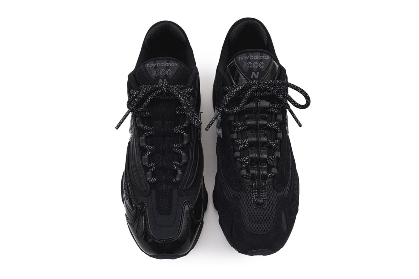 overhead view of new balance beams sneakers