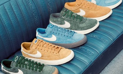 shoes on blue seat