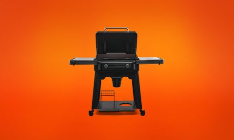 Traeger Flatrock 2 Zone Griddle on orange background