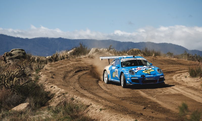 Hoonigans Rally Speedrun Championship 2025 driver Jeff Zwart in a 450hp Porsche GT3 Cup car.