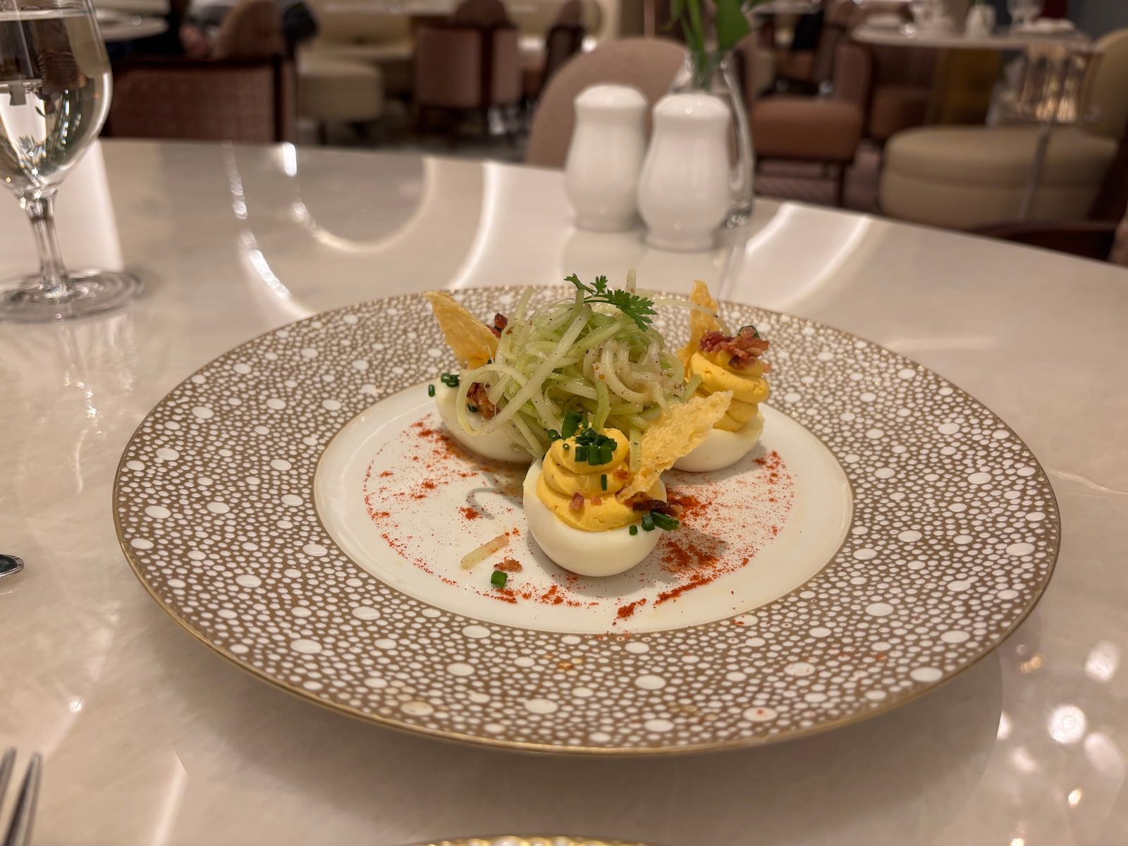Deviled eggs at La Fontaine Las Vegas