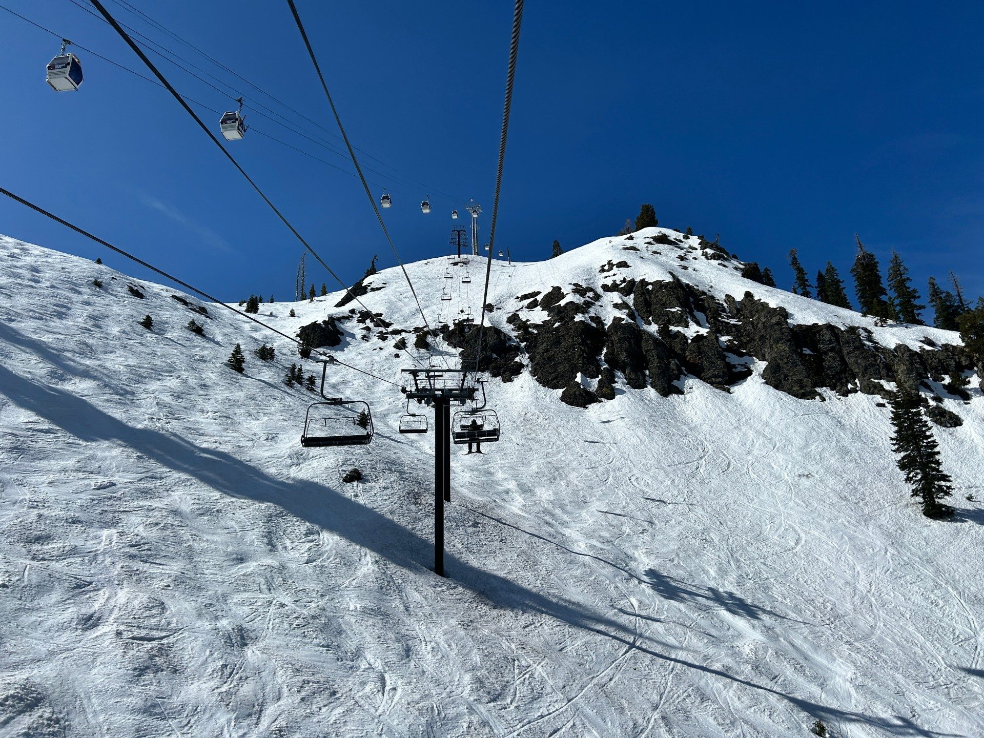 The ride up KT-22, Palisades Tahoe