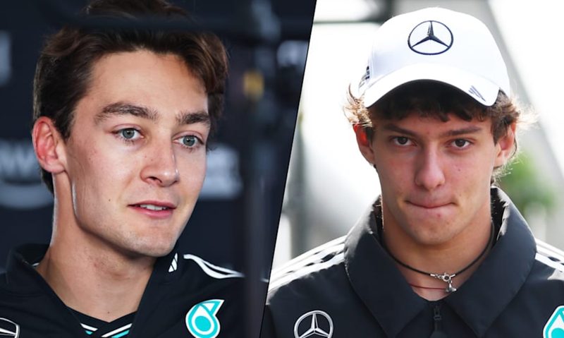 Mercedes F1 drivers Geoge Russell and Kimi Antonelli.