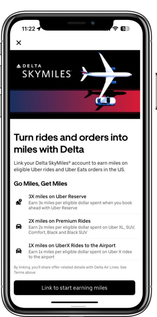 Delta x Uber account linking