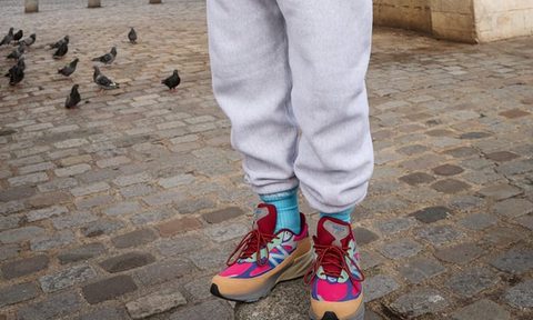 man wearing action bronson new balance sneakers