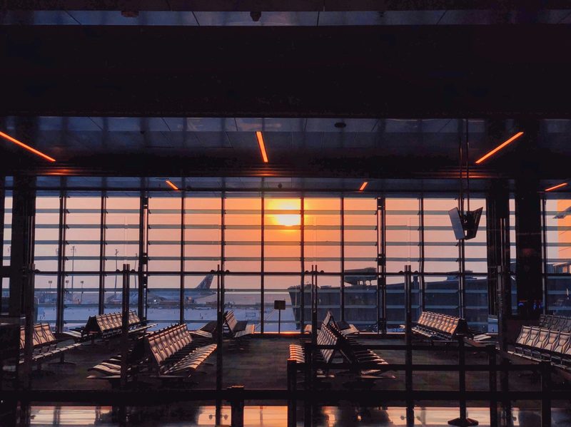 Airport terminal sun