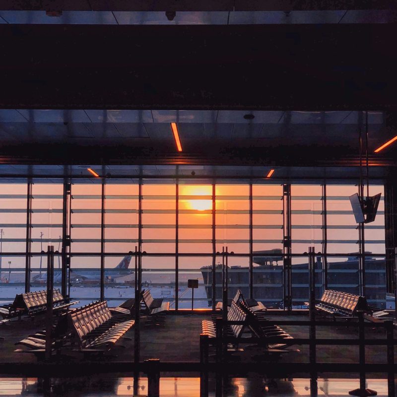 Airport terminal sun
