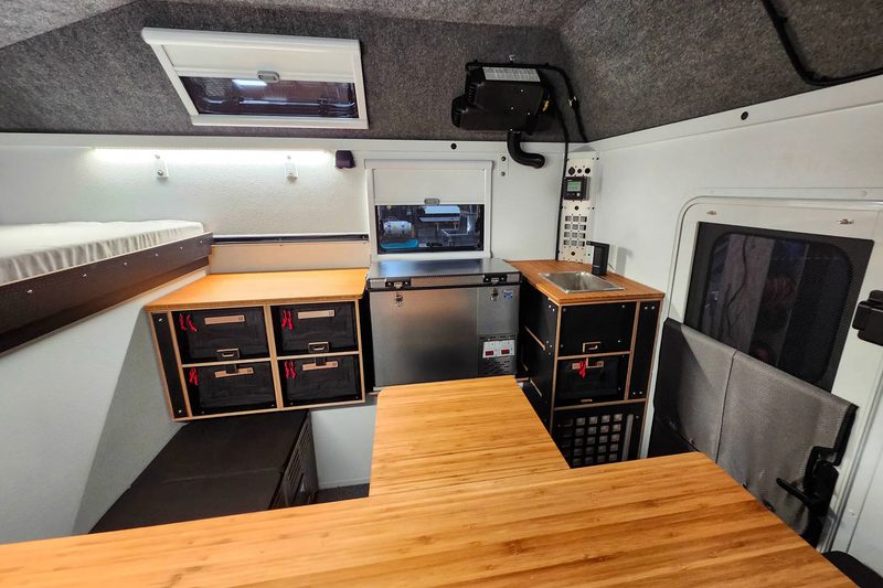 Interior of AT Overland's Aterra Slide-In truck camper.